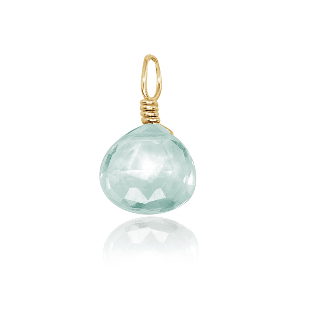 Tiny Aquamarine Teardrop Gemstone Pendant - Tiny Aquamarine Teardrop Gemstone Pendant - 14k Gold Fill - Luna Tide Handmade Crystal Jewellery