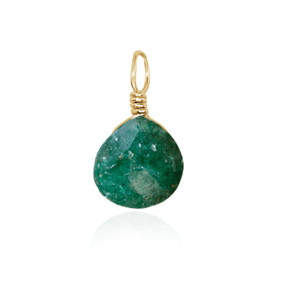 Tiny Aventurine Teardrop Gemstone Pendant - Tiny Aventurine Teardrop Gemstone Pendant - 14k Gold Fill - Luna Tide Handmade Crystal Jewellery