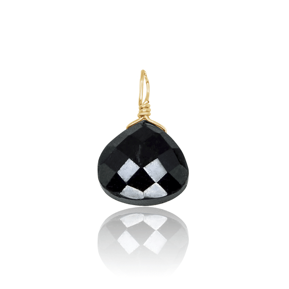 Tiny Black Tourmaline Teardrop Gemstone Pendant - Tiny Black Tourmaline Teardrop Gemstone Pendant - 14k Gold Fill - Luna Tide Handmade Crystal Jewellery