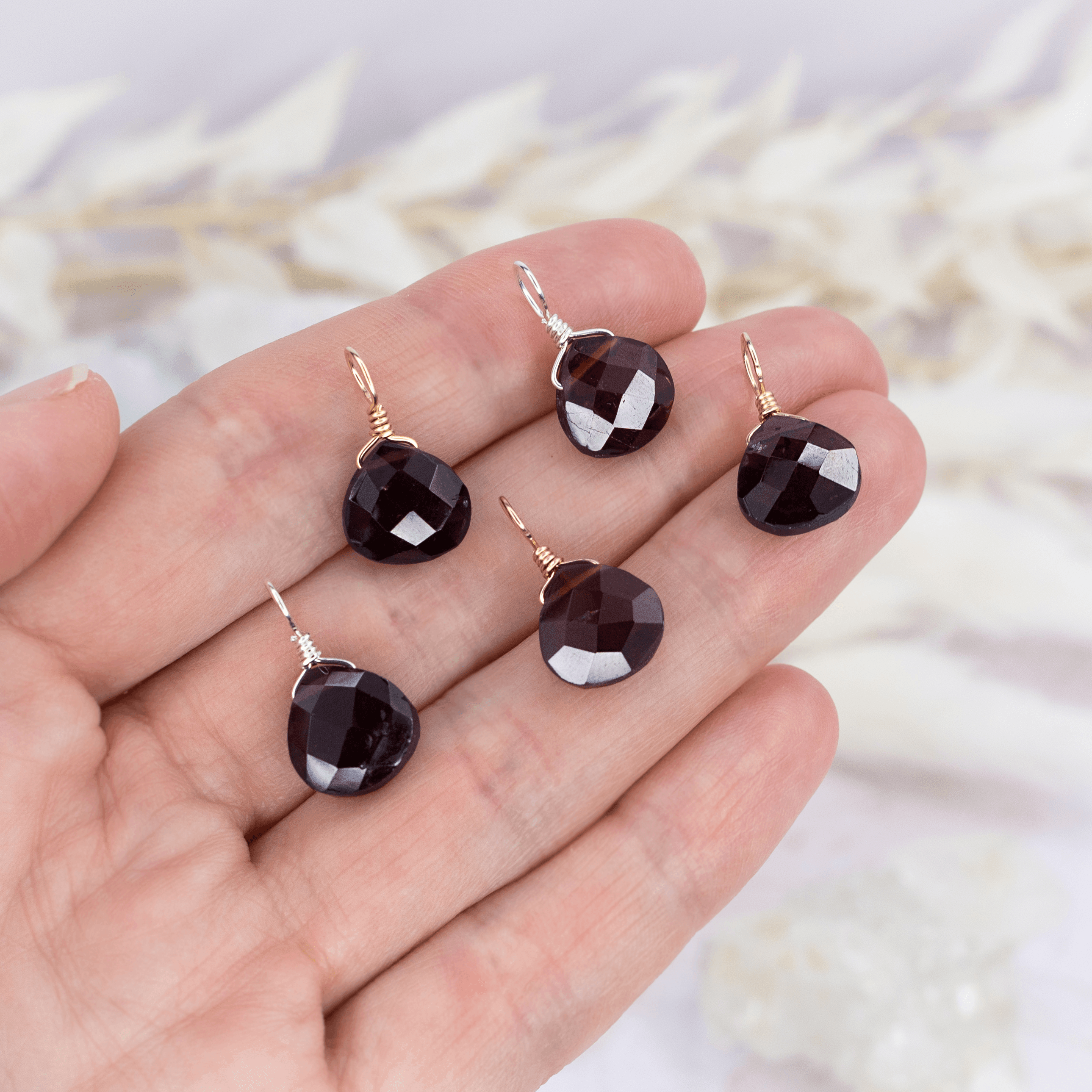 Tiny Garnet Teardrop Gemstone Pendant - Tiny Garnet Teardrop Gemstone Pendant - 14k Gold Fill - Luna Tide Handmade Crystal Jewellery