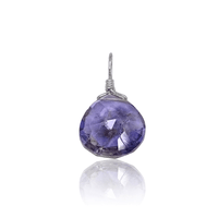 Tiny Iolite Teardrop Gemstone Pendant - Tiny Iolite Teardrop Gemstone Pendant - Sterling Silver - Luna Tide Handmade Crystal Jewellery