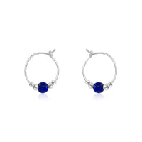 Tiny Bead Hoops - Lapis Lazuli - Sterling Silver - Luna Tide Handmade Jewellery