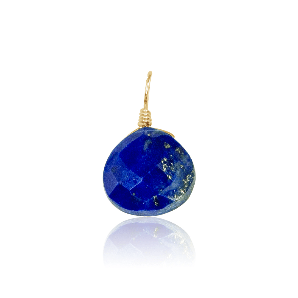 Tiny Lapis Lazuli Teardrop Gemstone Pendant - Tiny Lapis Lazuli Teardrop Gemstone Pendant - 14k Gold Fill - Luna Tide Handmade Crystal Jewellery