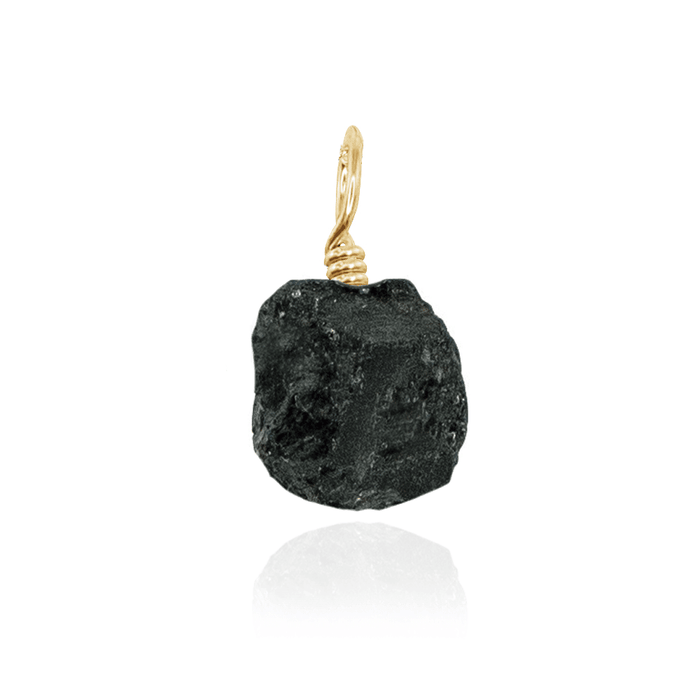 Tiny Raw Black Tourmaline Crystal Pendant - Tiny Raw Black Tourmaline Crystal Pendant - 14k Gold Fill - Luna Tide Handmade Crystal Jewellery