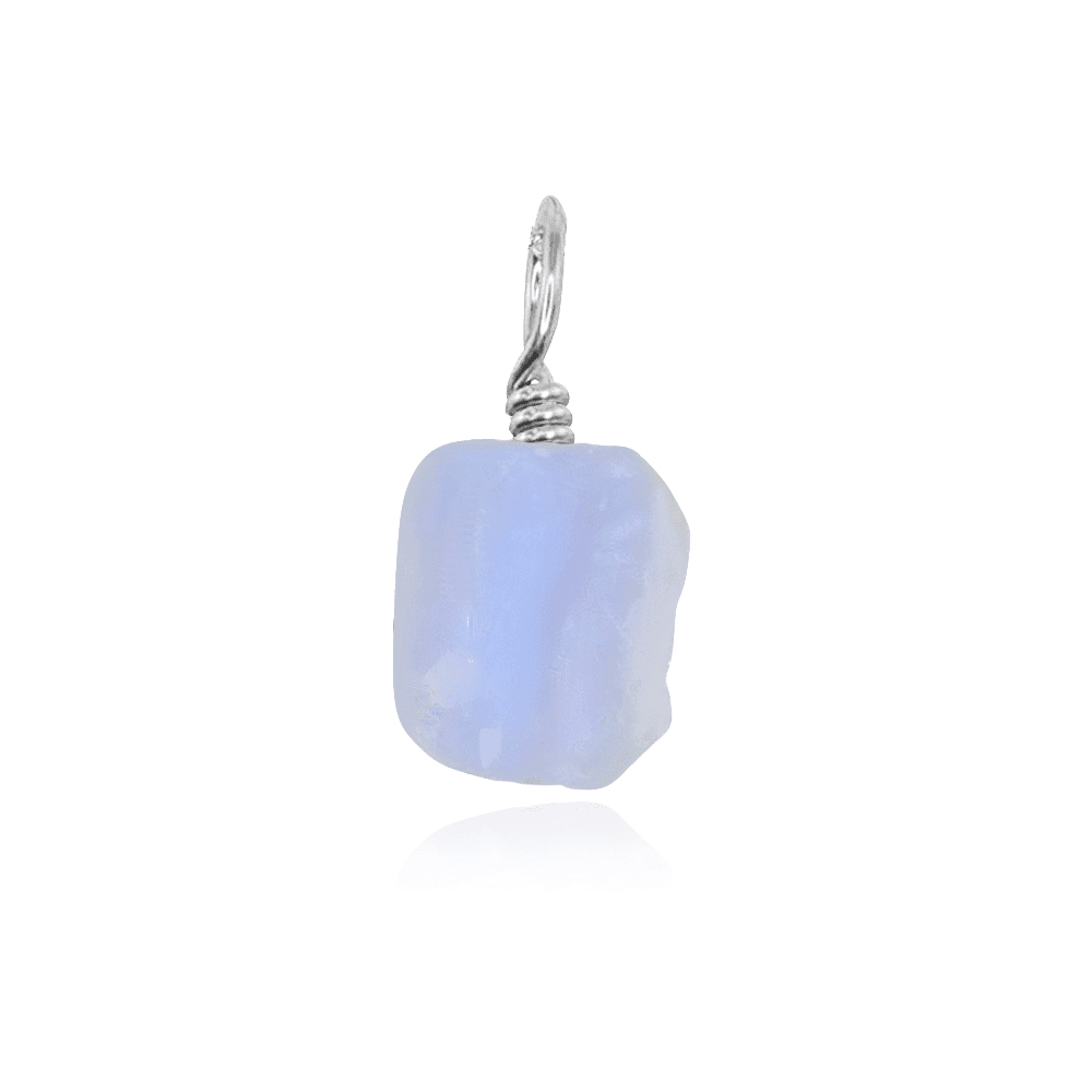 Tiny Raw Blue Lace Agate Crystal Pendant - Tiny Raw Blue Lace Agate Crystal Pendant - Sterling Silver - Luna Tide Handmade Crystal Jewellery