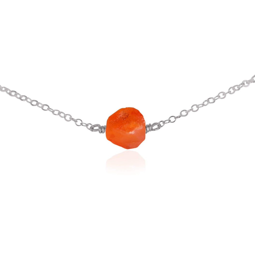 Tiny Raw Carnelian Crystal Nugget Choker - Tiny Raw Carnelian Crystal Nugget Choker - Stainless Steel - Luna Tide Handmade Crystal Jewellery