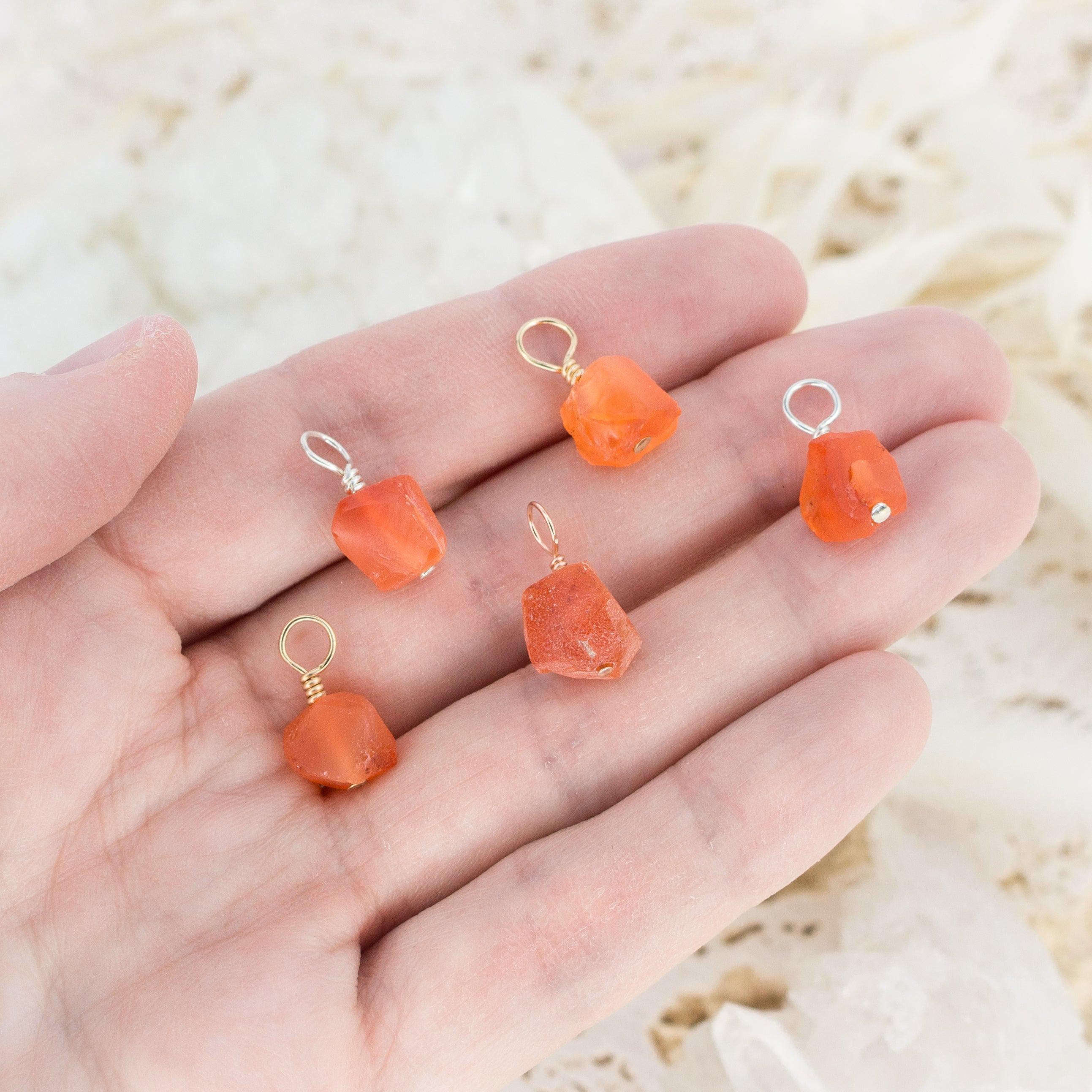 Tiny Raw Carnelian Crystal Pendant - Tiny Raw Carnelian Crystal Pendant - 14k Gold Fill - Luna Tide Handmade Crystal Jewellery
