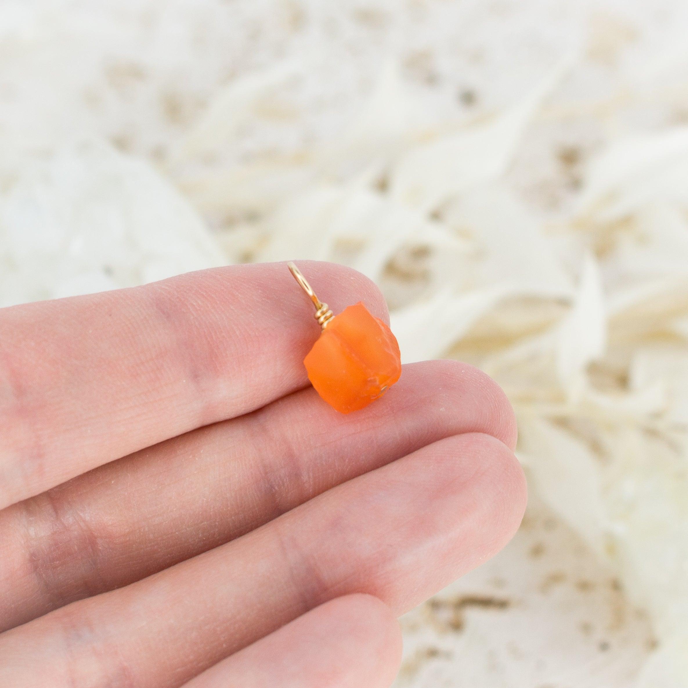 Tiny Raw Carnelian Crystal Pendant - Tiny Raw Carnelian Crystal Pendant - 14k Gold Fill - Luna Tide Handmade Crystal Jewellery