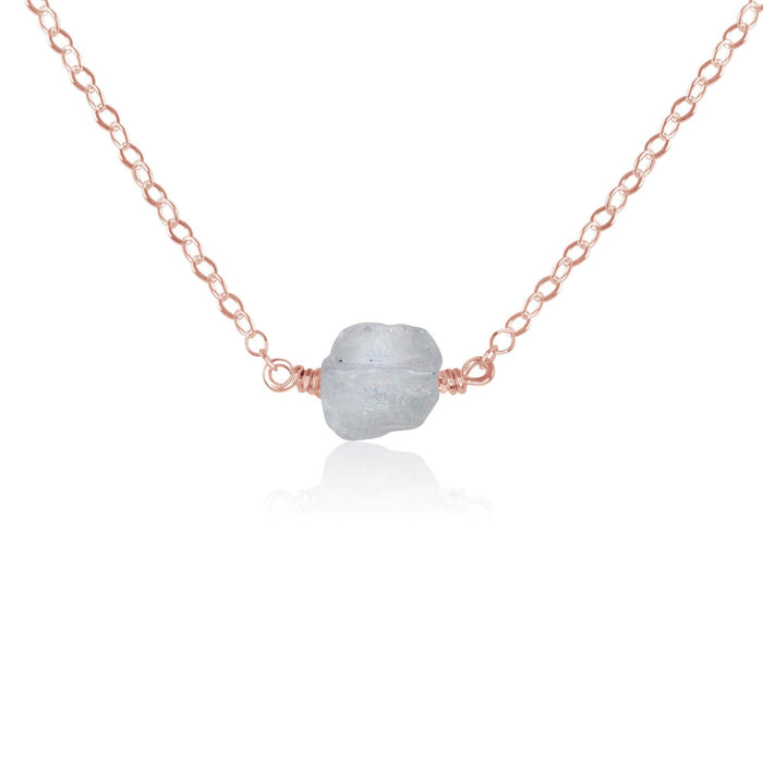 Tiny Raw Crystal Quartz Crystal Nugget Necklace - Tiny Raw Crystal Quartz Crystal Nugget Necklace - 14k Rose Gold Fill - Luna Tide Handmade Crystal Jewellery