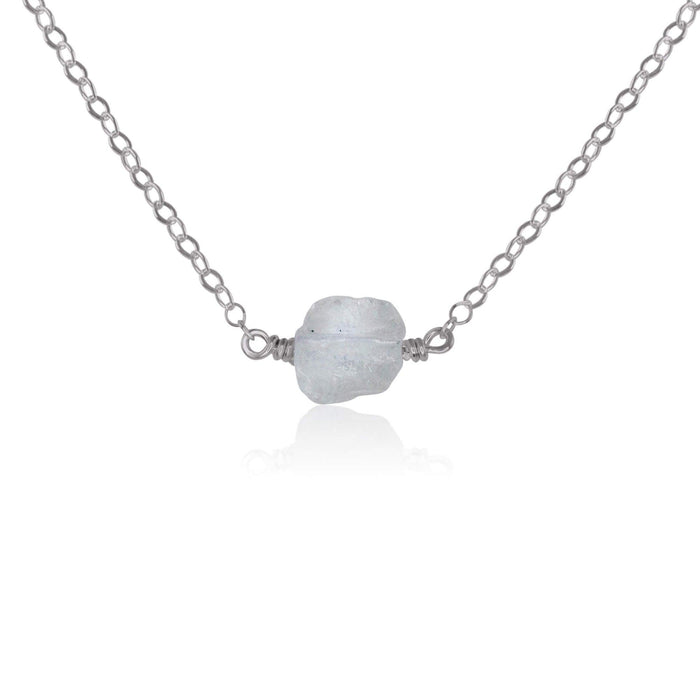 Tiny Raw Crystal Quartz Crystal Nugget Necklace - Tiny Raw Crystal Quartz Crystal Nugget Necklace - Stainless Steel - Luna Tide Handmade Crystal Jewellery