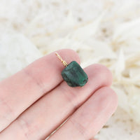 Tiny Raw Emerald Crystal Pendant - Tiny Raw Emerald Crystal Pendant - 14k Gold Fill - Luna Tide Handmade Crystal Jewellery