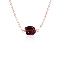 Raw Nugget Necklace - Garnet - 14K Rose Gold Fill - Luna Tide Handmade Jewellery