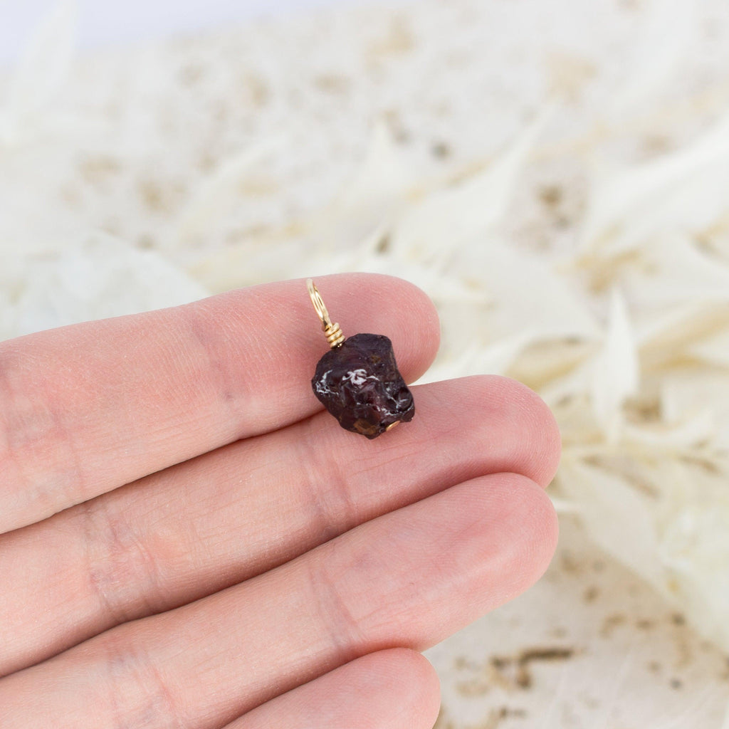 Tiny Raw Garnet Crystal Pendant - Tiny Raw Garnet Crystal Pendant - 14k Gold Fill - Luna Tide Handmade Crystal Jewellery