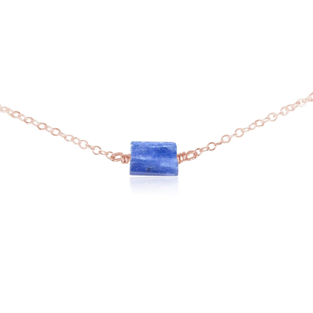 Tiny Raw Kyanite Crystal Nugget Choker - Tiny Raw Kyanite Crystal Nugget Choker - 14k Rose Gold Fill - Luna Tide Handmade Crystal Jewellery
