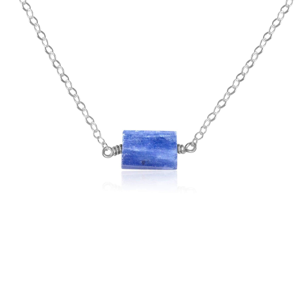 Tiny Raw Kyanite Crystal Nugget Necklace - Tiny Raw Kyanite Crystal Nugget Necklace - Sterling Silver - Luna Tide Handmade Crystal Jewellery