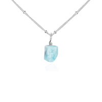 Raw Crystal Pendant Necklace - Larimar - Sterling Silver Satellite - Luna Tide Handmade Jewellery