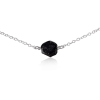 Tiny Raw Obsidian Crystal Nugget Choker - Tiny Raw Obsidian Crystal Nugget Choker - Stainless Steel - Luna Tide Handmade Crystal Jewellery