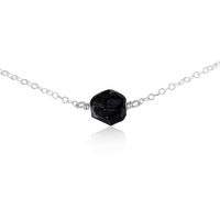 Tiny Raw Obsidian Crystal Nugget Choker - Tiny Raw Obsidian Crystal Nugget Choker - Sterling Silver - Luna Tide Handmade Crystal Jewellery