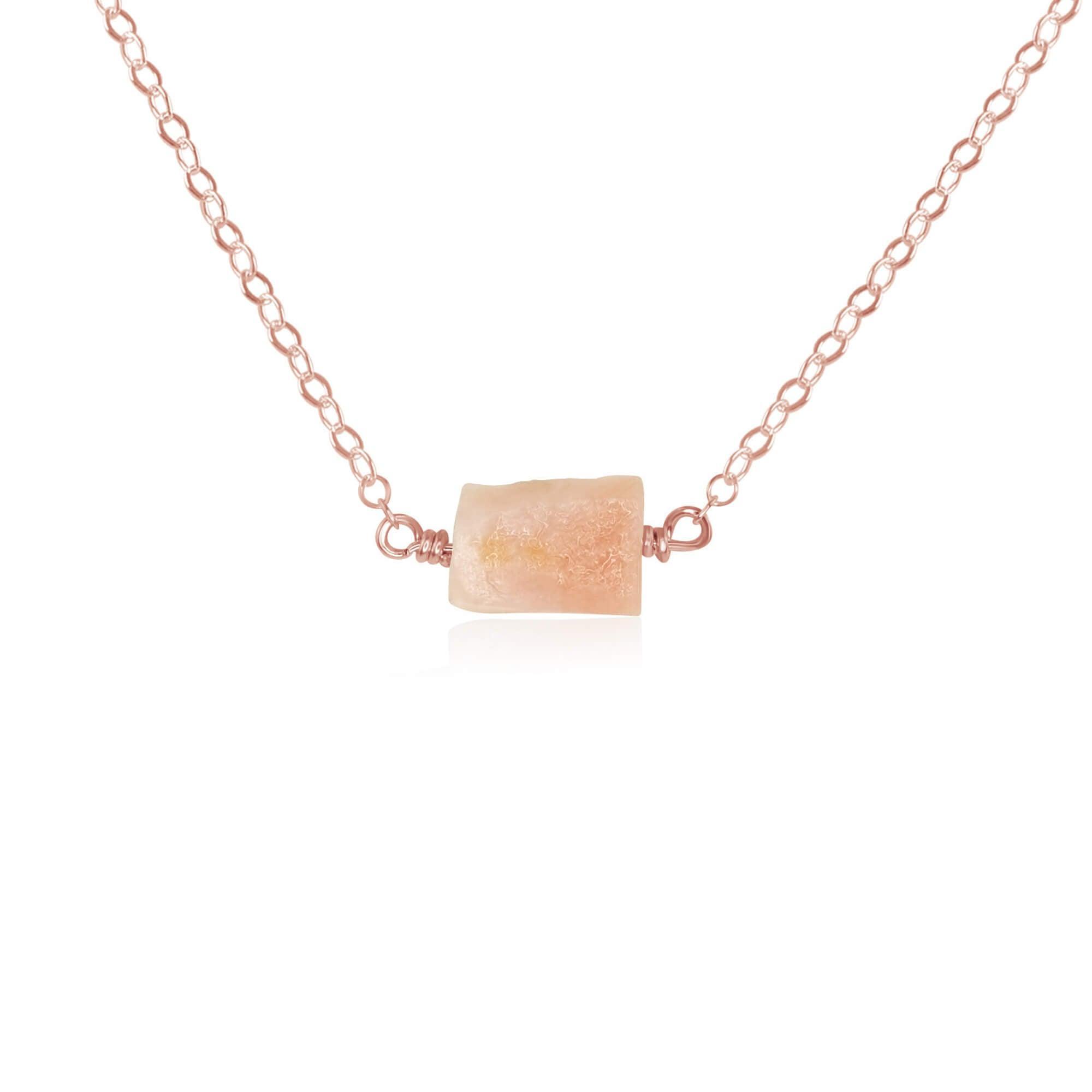 Tiny Raw Pink Peruvian Opal Crystal Nugget Necklace - Tiny Raw Pink Peruvian Opal Crystal Nugget Necklace - 14k Rose Gold Fill - Luna Tide Handmade Crystal Jewellery