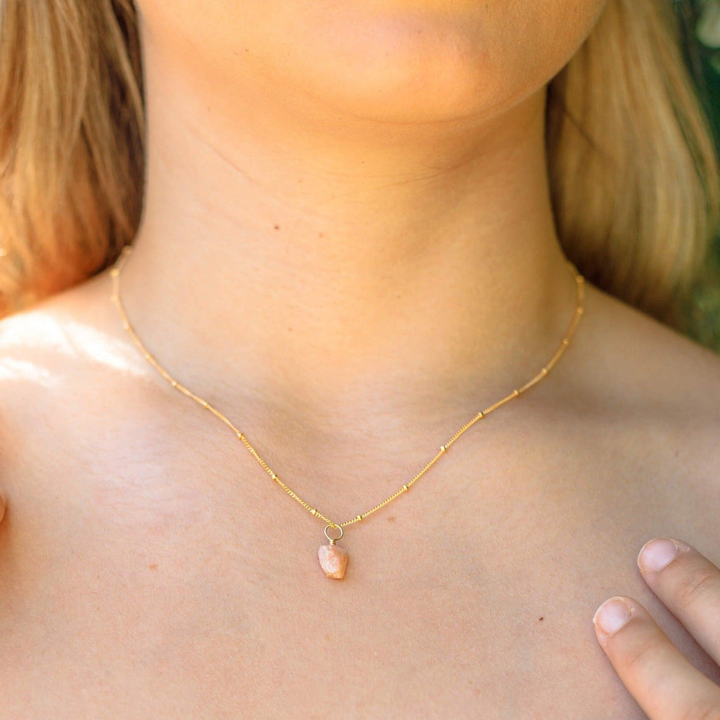 Tiny Raw Pink Peruvian Opal Pendant Necklace - Tiny Raw Pink Peruvian Opal Pendant Necklace - Sterling Silver / Cable - Luna Tide Handmade Crystal Jewellery