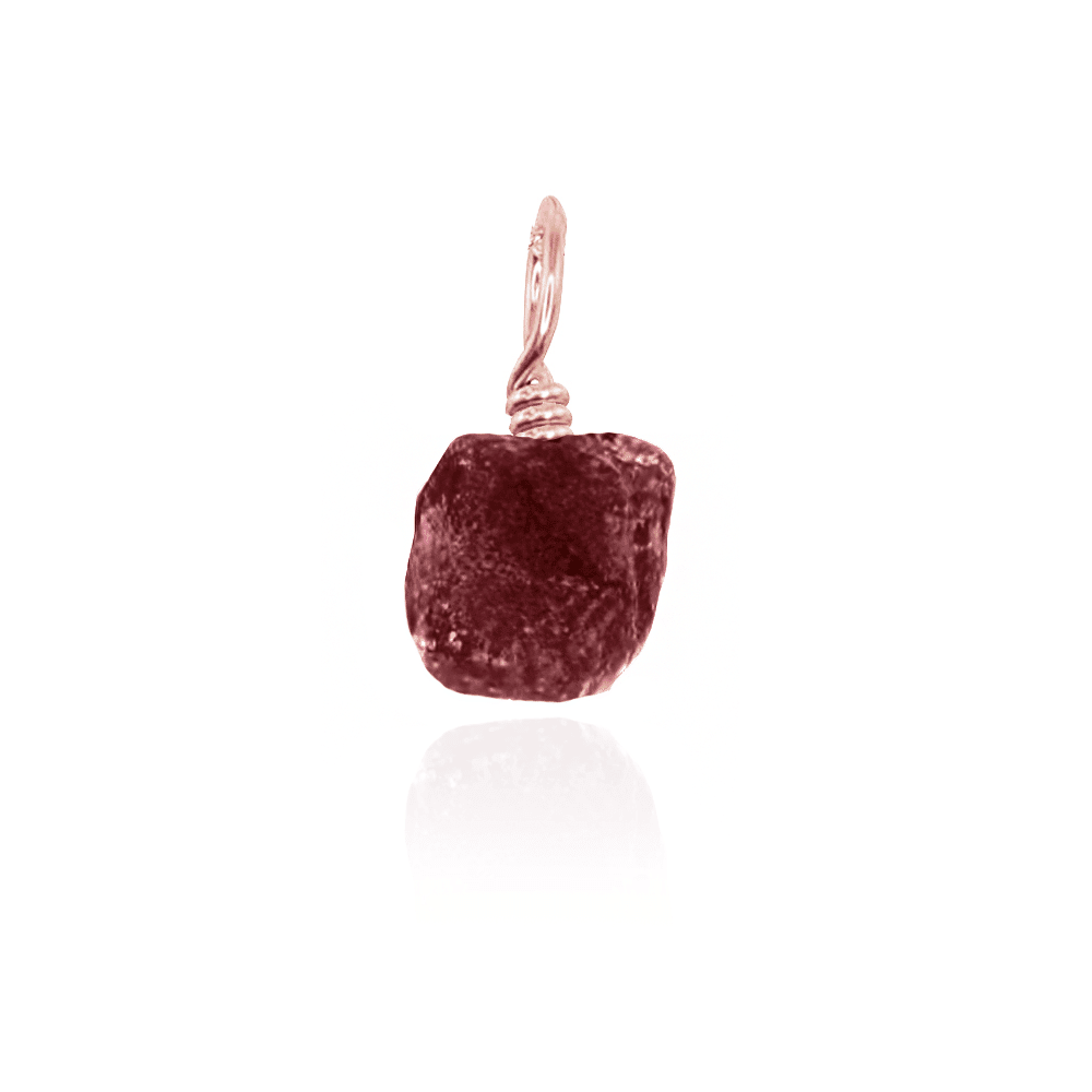 Tiny Raw Ruby Crystal Pendant - Tiny Raw Ruby Crystal Pendant - 14k Rose Gold Fill - Luna Tide Handmade Crystal Jewellery