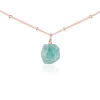 Tiny Rough Amazonite Gemstone Pendant Choker - Tiny Rough Amazonite Gemstone Pendant Choker - 14k Rose Gold Fill / Satellite - Luna Tide Handmade Crystal Jewellery