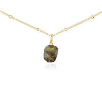 Tiny Rough Labradorite Gemstone Pendant Choker - Tiny Rough Labradorite Gemstone Pendant Choker - 14k Gold Fill / Satellite - Luna Tide Handmade Crystal Jewellery