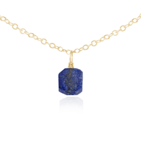 Tiny Rough Lapis Lazuli Gemstone Pendant Choker - Tiny Rough Lapis Lazuli Gemstone Pendant Choker - 14k Gold Fill / Cable - Luna Tide Handmade Crystal Jewellery