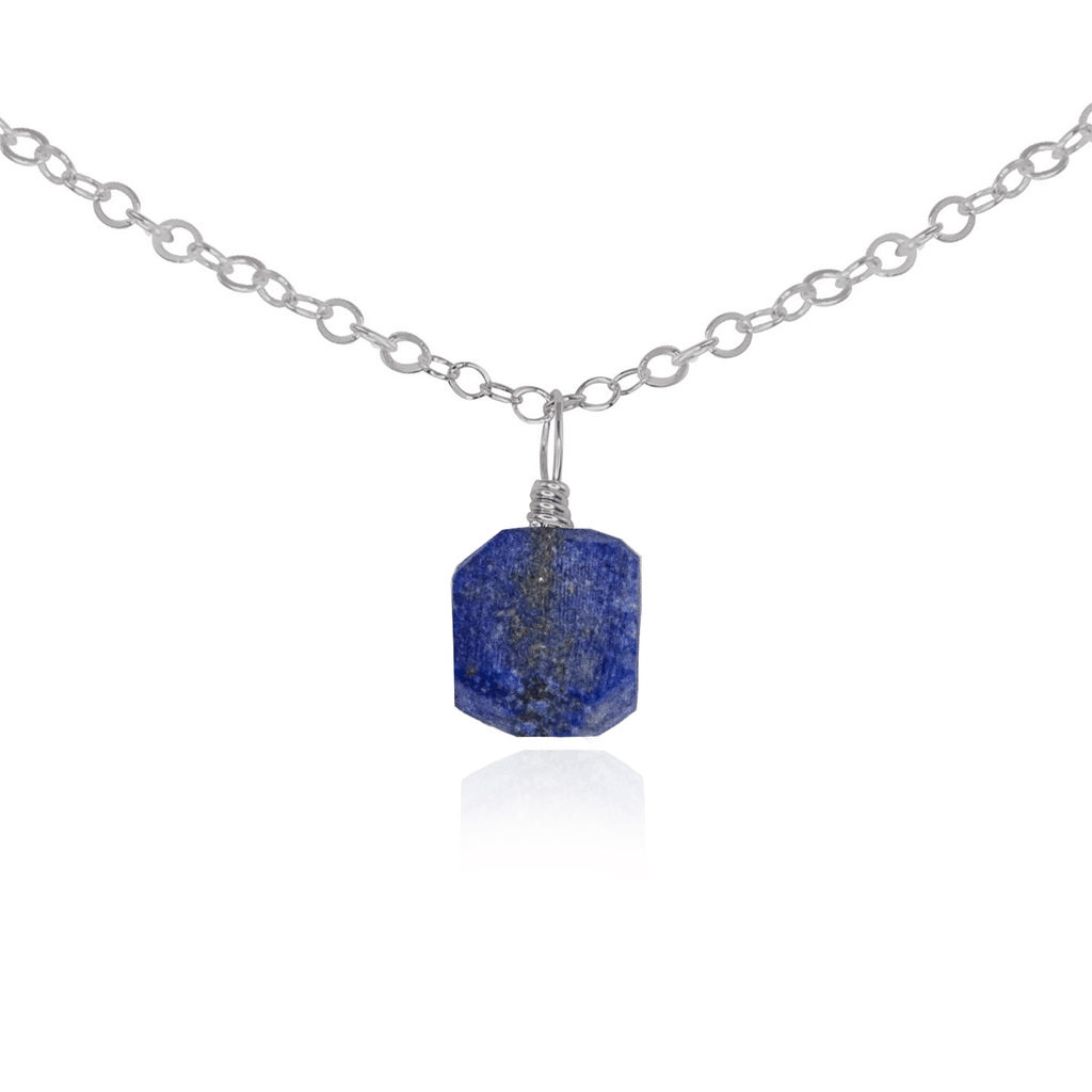 Tiny Rough Lapis Lazuli Gemstone Pendant Choker - Tiny Rough Lapis Lazuli Gemstone Pendant Choker - Stainless Steel / Cable - Luna Tide Handmade Crystal Jewellery