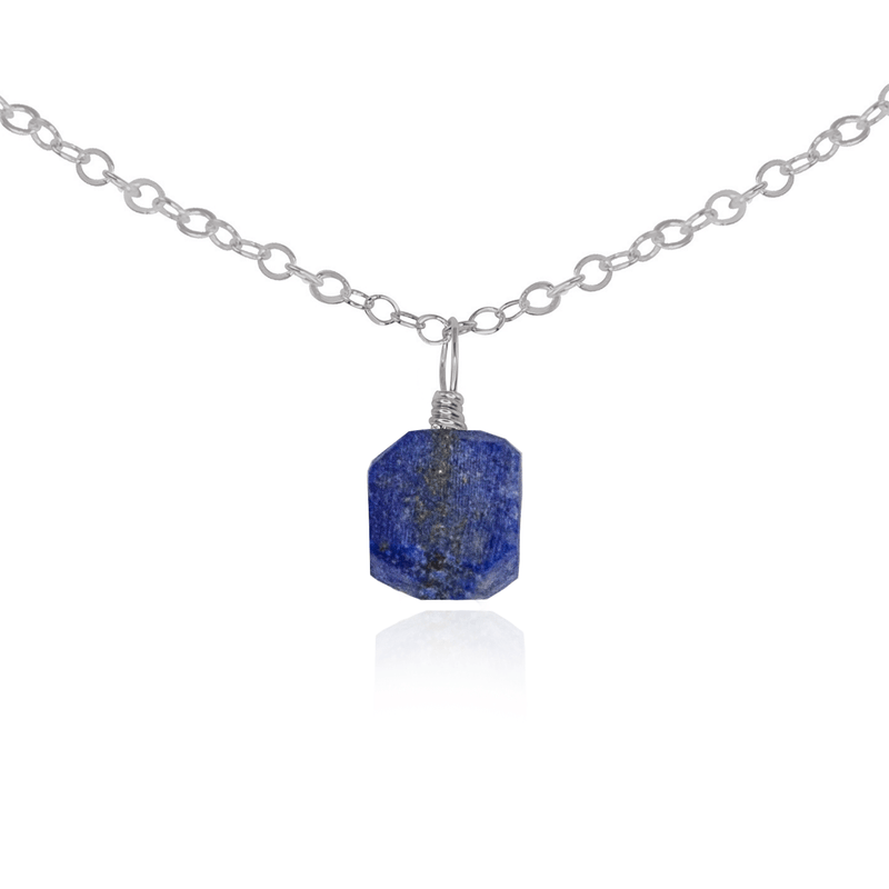 Tiny Rough Lapis Lazuli Gemstone Pendant Choker - Tiny Rough Lapis Lazuli Gemstone Pendant Choker - Stainless Steel / Cable - Luna Tide Handmade Crystal Jewellery