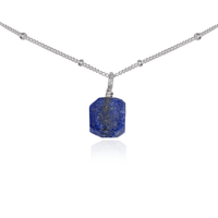 Tiny Rough Lapis Lazuli Gemstone Pendant Choker - Tiny Rough Lapis Lazuli Gemstone Pendant Choker - Stainless Steel / Satellite - Luna Tide Handmade Crystal Jewellery