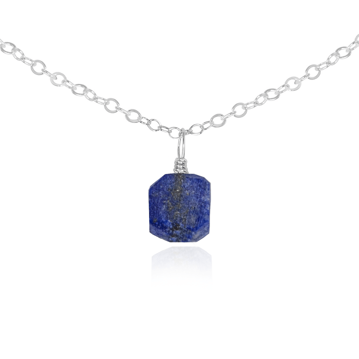 Tiny Rough Lapis Lazuli Gemstone Pendant Choker - Tiny Rough Lapis Lazuli Gemstone Pendant Choker - Sterling Silver / Cable - Luna Tide Handmade Crystal Jewellery