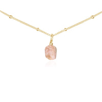 Tiny Rough Pink Peruvian Opal Gemstone Pendant Choker - Tiny Rough Pink Peruvian Opal Gemstone Pendant Choker - 14k Gold Fill / Satellite - Luna Tide Handmade Crystal Jewellery
