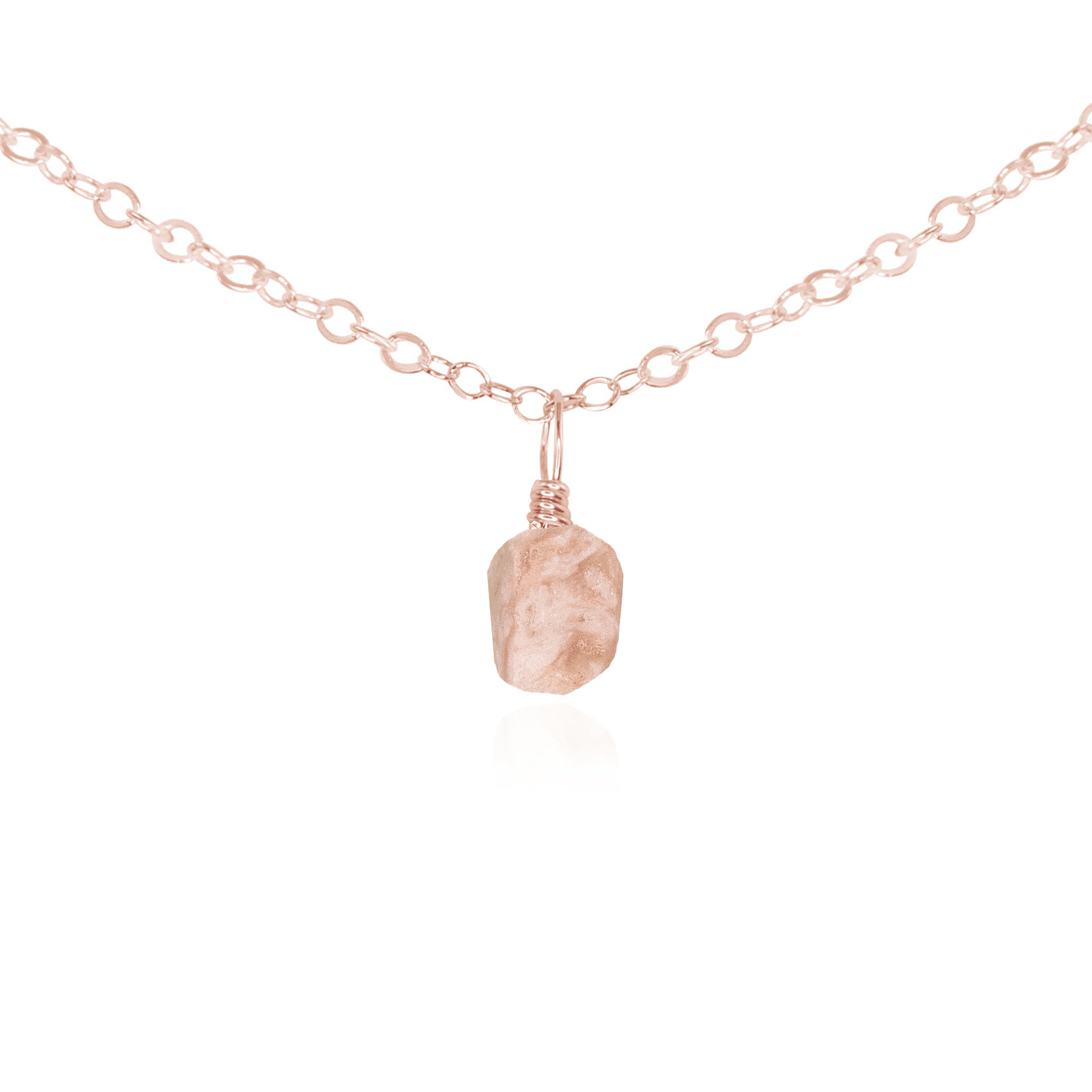 Tiny Rough Pink Peruvian Opal Gemstone Pendant Choker - Tiny Rough Pink Peruvian Opal Gemstone Pendant Choker - 14k Rose Gold Fill / Cable - Luna Tide Handmade Crystal Jewellery