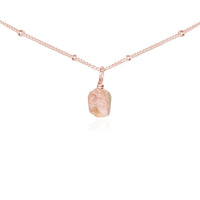 Tiny Rough Pink Peruvian Opal Gemstone Pendant Choker - Tiny Rough Pink Peruvian Opal Gemstone Pendant Choker - 14k Rose Gold Fill / Satellite - Luna Tide Handmade Crystal Jewellery