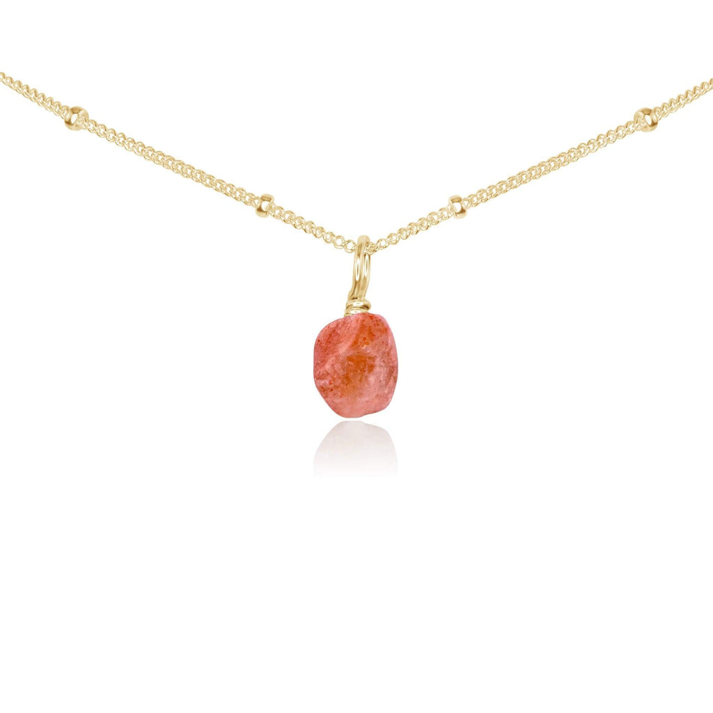 Tiny Rough Sunstone Gemstone Pendant Choker - Tiny Rough Sunstone Gemstone Pendant Choker - 14k Gold Fill / Satellite - Luna Tide Handmade Crystal Jewellery
