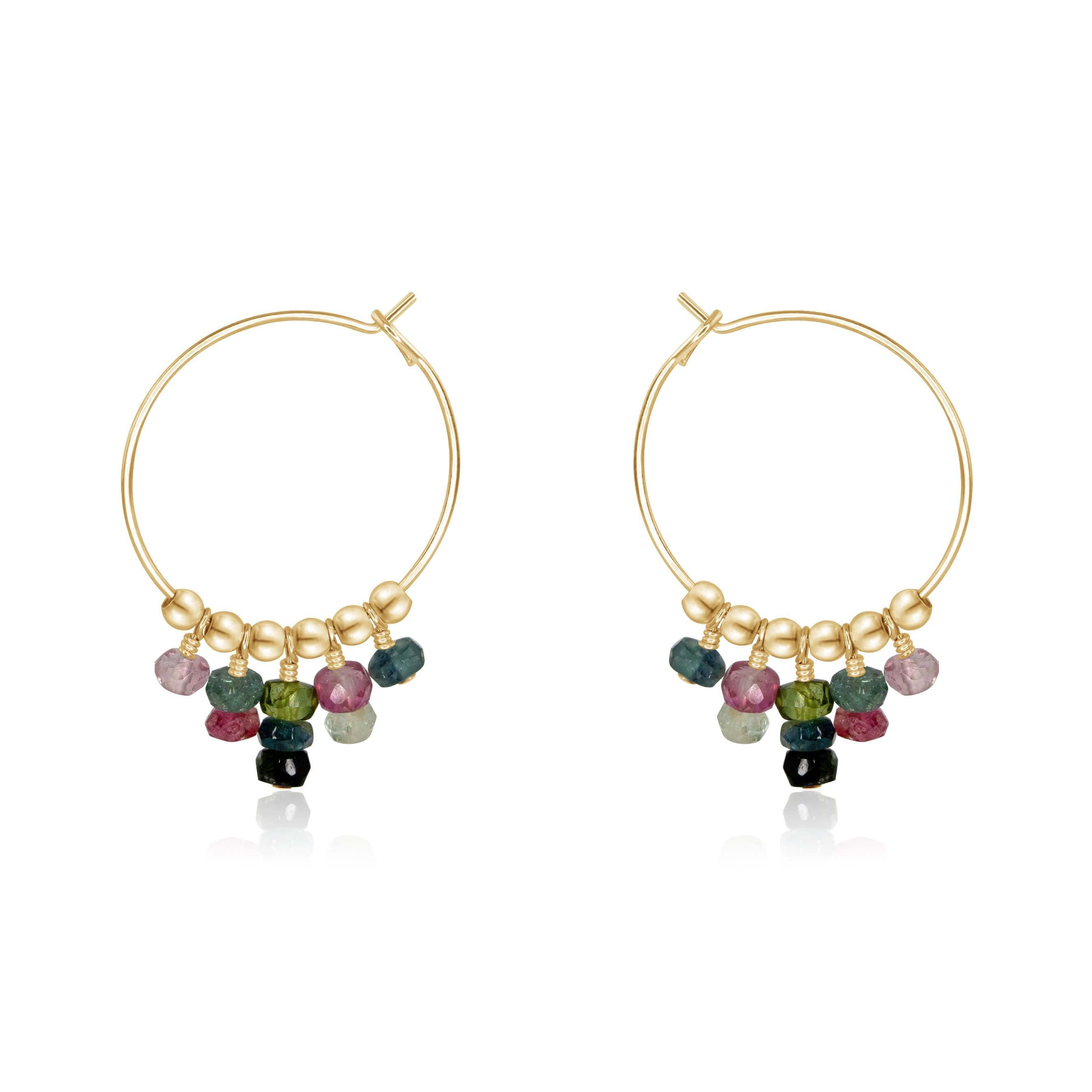 Tourmaline Statement Hoop Earrings - Tourmaline Statement Hoop Earrings - 14k Gold Fill - Luna Tide Handmade Crystal Jewellery