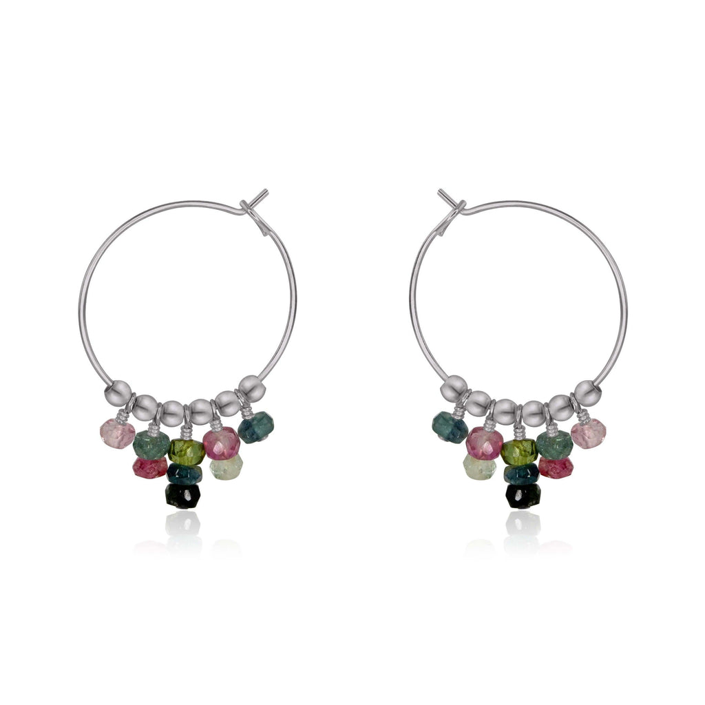 Tourmaline Statement Hoop Earrings - Tourmaline Statement Hoop Earrings - Stainless Steel - Luna Tide Handmade Crystal Jewellery