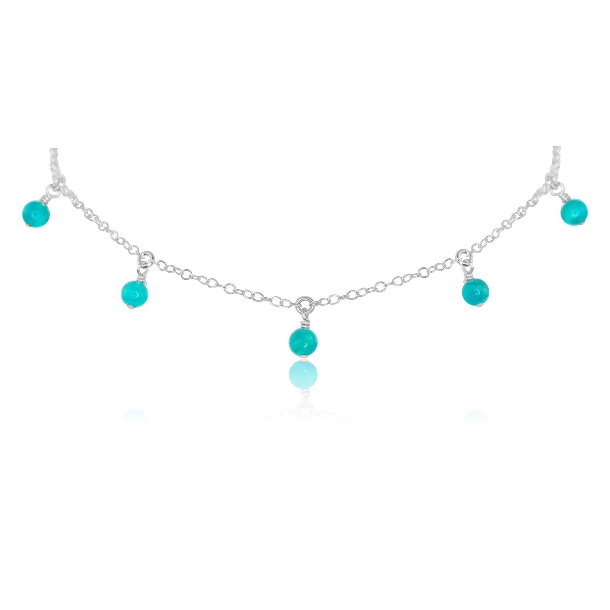Turquoise Bead Drop Choker - Turquoise Bead Drop Choker - Sterling Silver - Luna Tide Handmade Crystal Jewellery