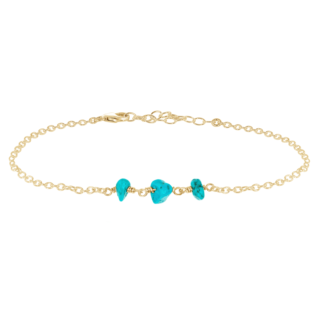 Turquoise Beaded Chain Anklet - Turquoise Beaded Chain Anklet - 14k Gold Fill - Luna Tide Handmade Crystal Jewellery