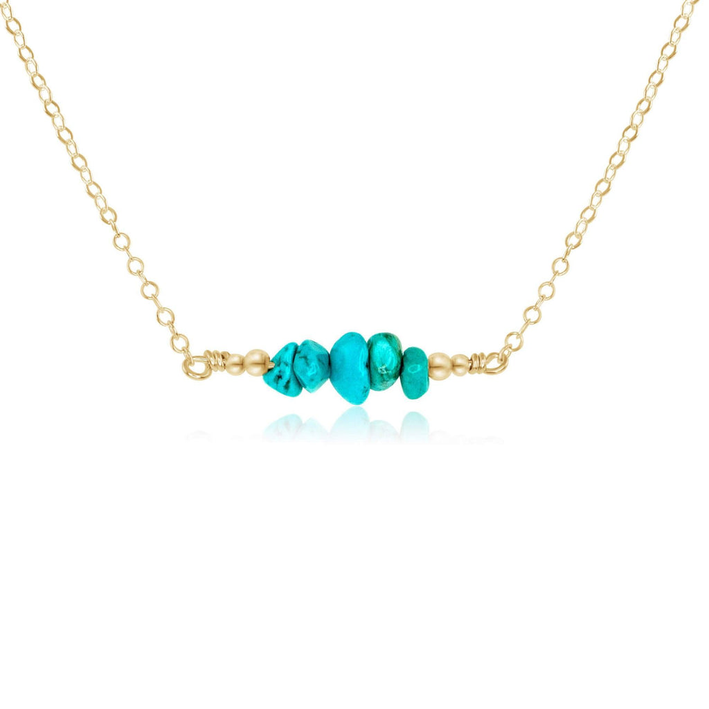 Turquoise Chip Bead Bar Necklace - Turquoise Chip Bead Bar Necklace - 14k Gold Fill - Luna Tide Handmade Crystal Jewellery