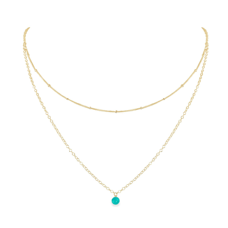 Layered Choker - Turquoise - 14K Gold Fill - Luna Tide Handmade Jewellery