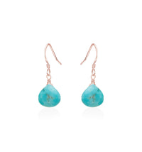 Teardrop Earrings - Turquoise - 14K Rose Gold Fill - Luna Tide Handmade Jewellery