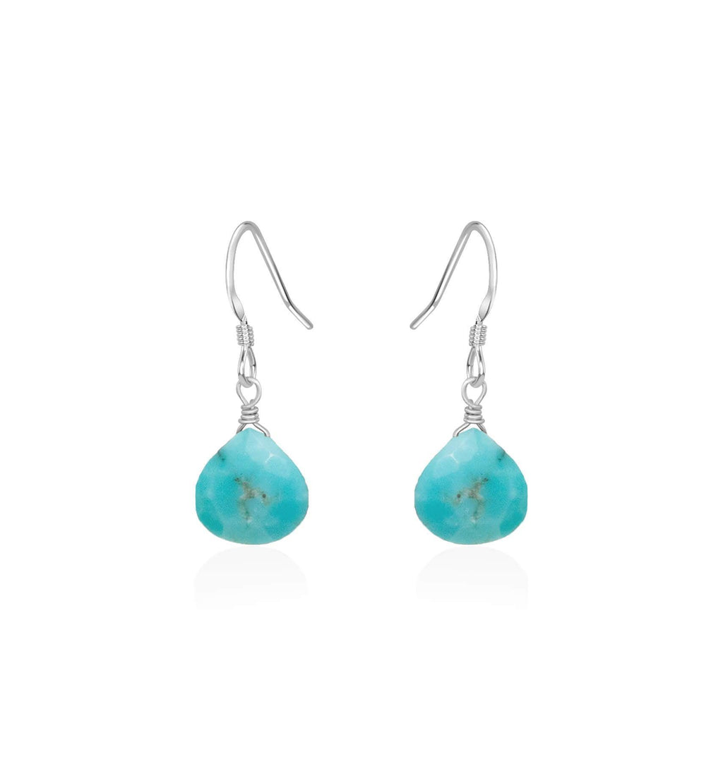 Turquoise Gemstone Teardrop Dangle Earrings - Turquoise Gemstone Teardrop Dangle Earrings - Sterling Silver - Luna Tide Handmade Crystal Jewellery