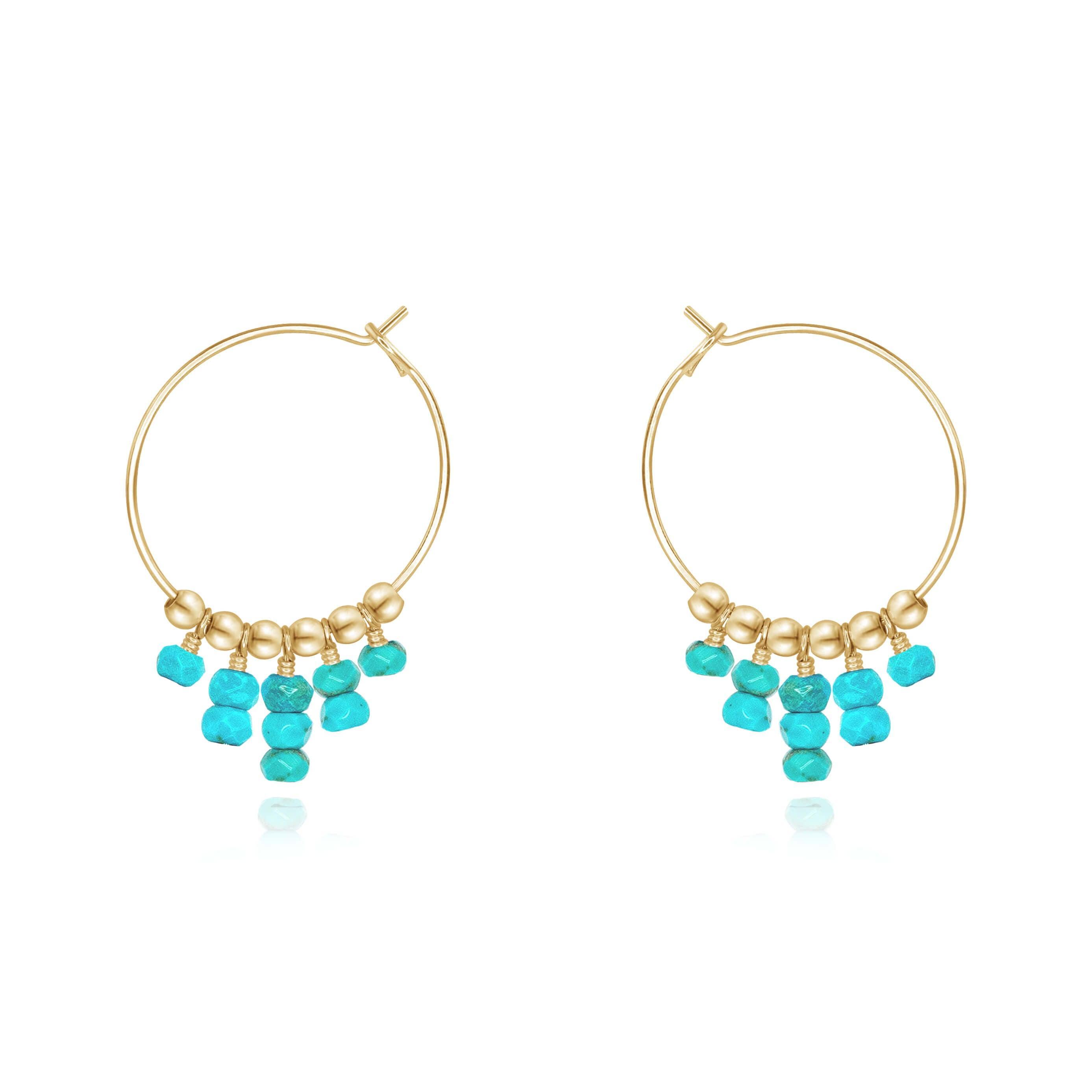 Turquoise Statement Hoop Earrings - Turquoise Statement Hoop Earrings - 14k Gold Fill - Luna Tide Handmade Crystal Jewellery