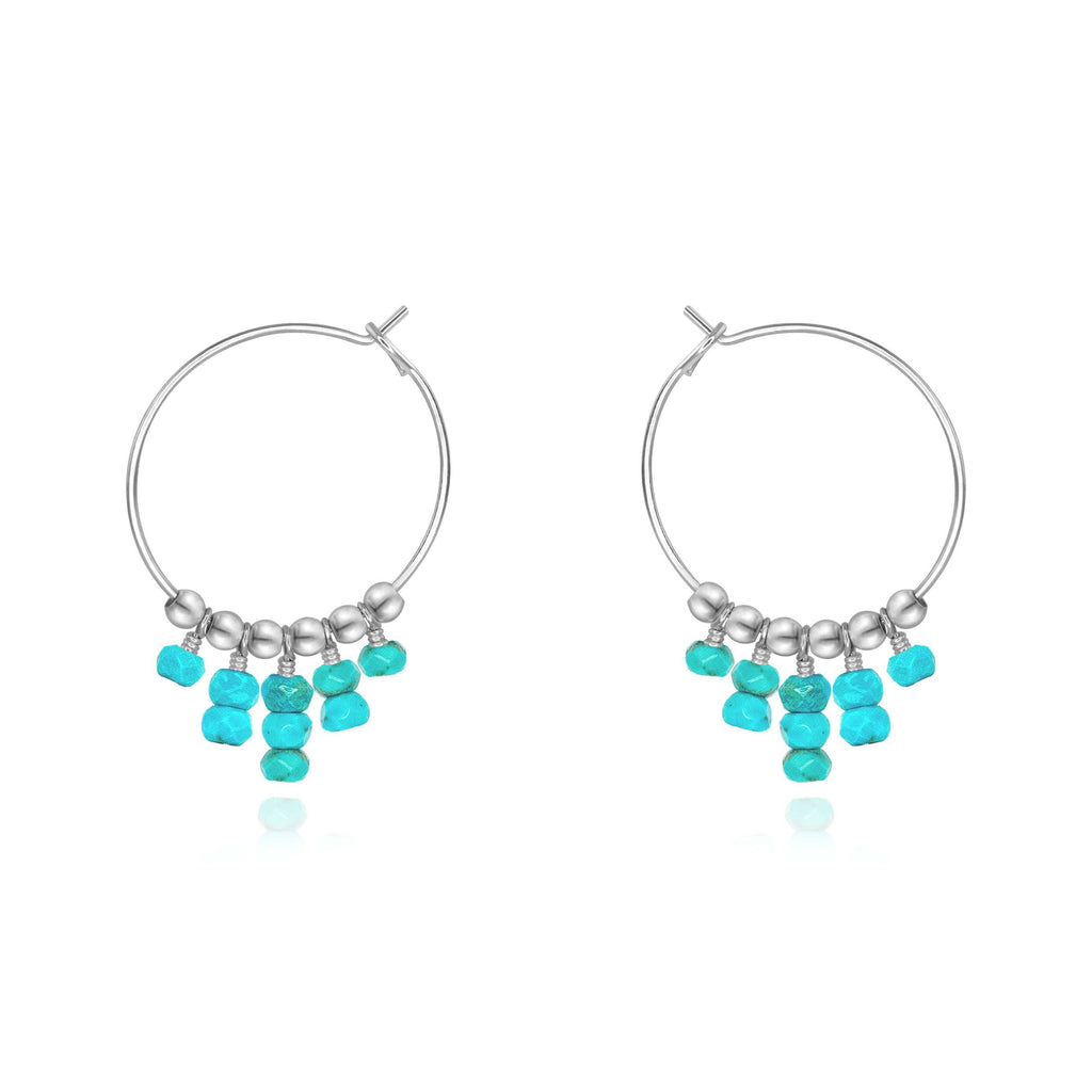 Turquoise Statement Hoop Earrings - Turquoise Statement Hoop Earrings - Sterling Silver - Luna Tide Handmade Crystal Jewellery