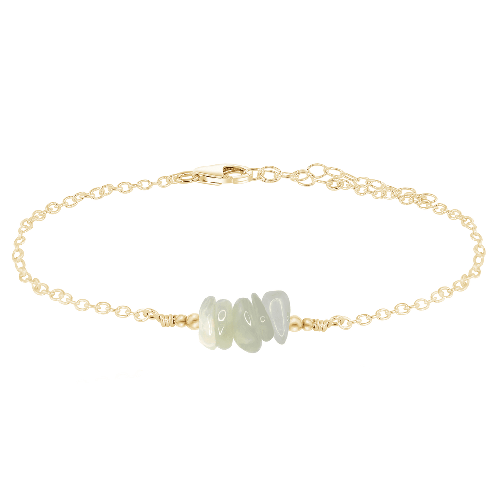 White moonstone Chip Bead Bar Anklet - White moonstone Chip Bead Bar Anklet - 14k Gold Fill - Luna Tide Handmade Crystal Jewellery
