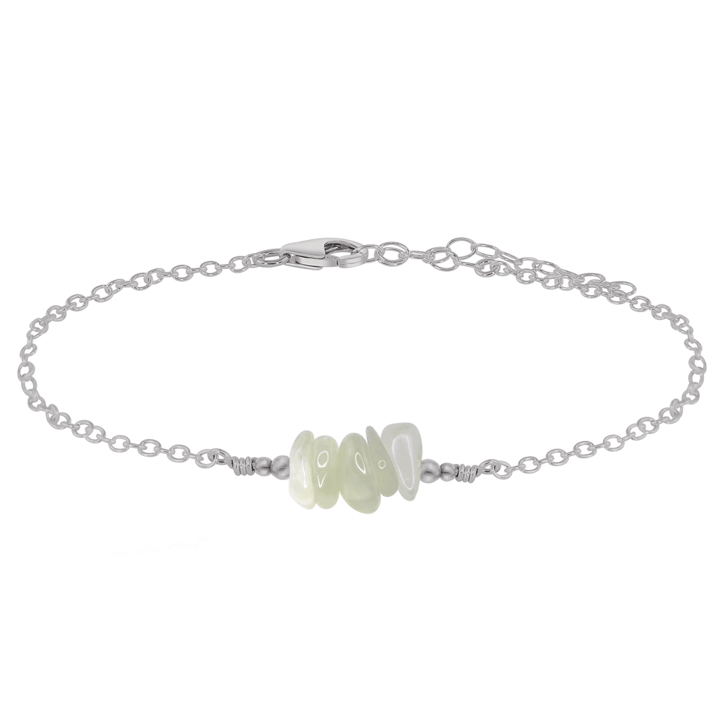 White moonstone Chip Bead Bar Anklet - White moonstone Chip Bead Bar Anklet - Stainless Steel - Luna Tide Handmade Crystal Jewellery
